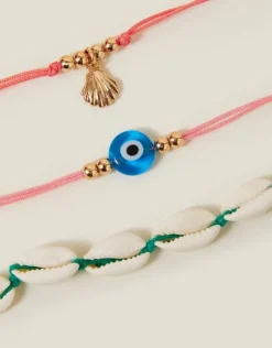 Accessorize 3-Pack Shell Cord Anklets