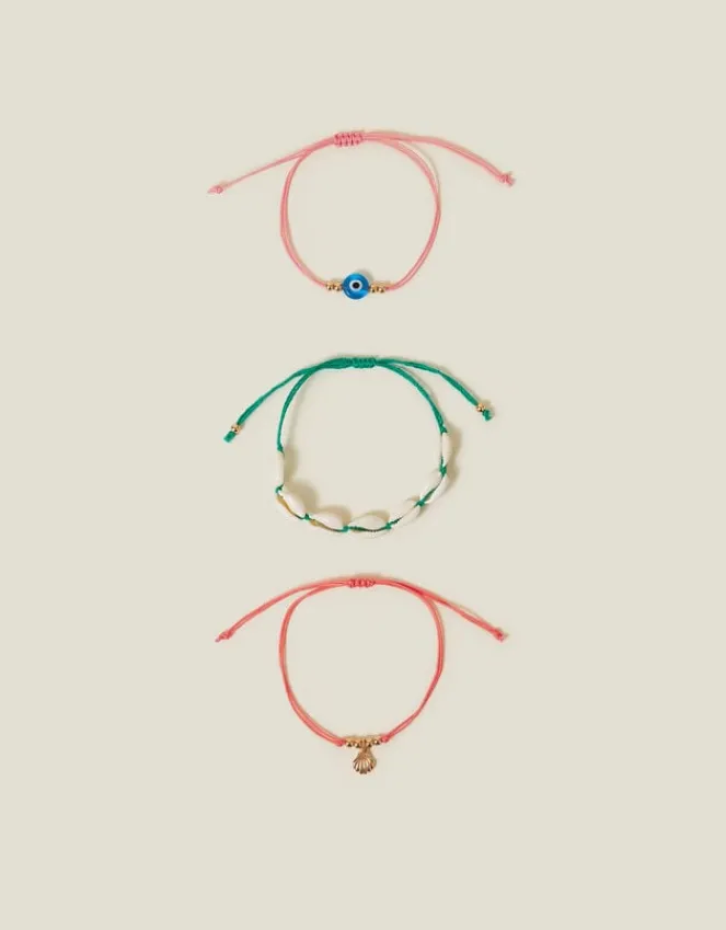 Accessorize 3-Pack Shell Cord Anklets