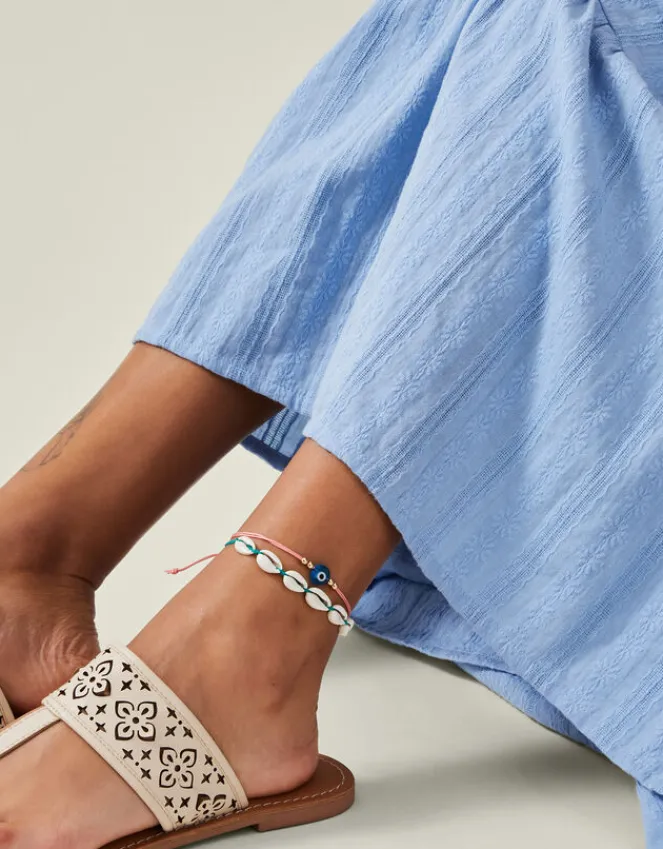 Accessorize 3-Pack Shell Cord Anklets