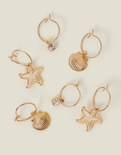 Accessorize 3-Pack Shell Gem Hoop Earrings