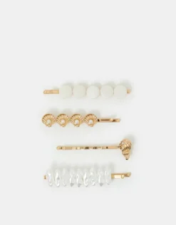 Accessorize 4-Pack Shell Pearl Hair Slides