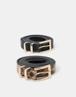 Accessorize 2-Pack Skinny Belts Multi