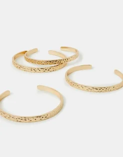 Accessorize 4-Pack Slim Hammered Cuff Bracelets