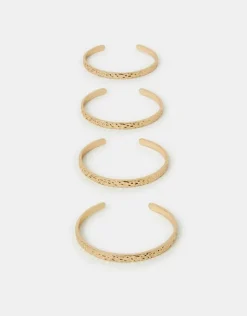 Accessorize 4-Pack Slim Hammered Cuff Bracelets