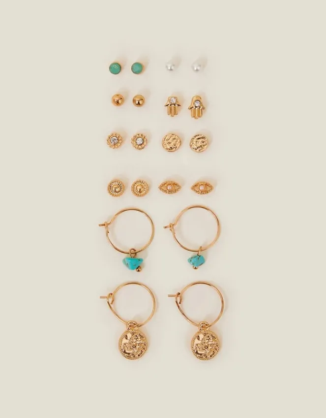 Accessorize 10-Pack Sparkle Stud and Hoop Earrings