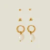 Accessorize 3-Pack Stainless Steel Pearl Earrings