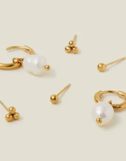 Accessorize 3-Pack Stainless Steel Pearl Earrings