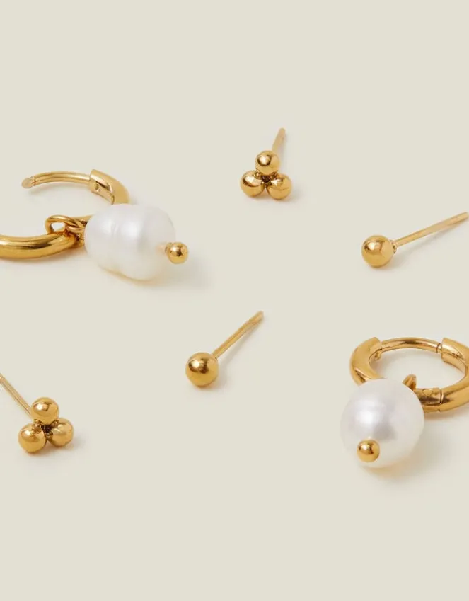 Accessorize 3-Pack Stainless Steel Pearl Earrings