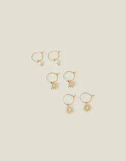 Accessorize 3-Pack Starburst Hoop Earrings