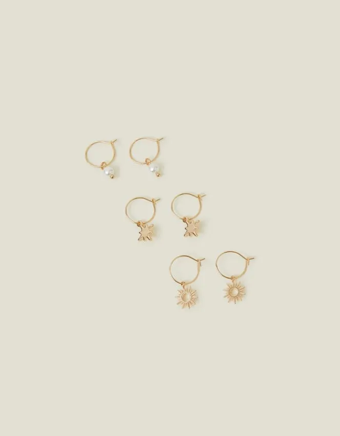 Accessorize 3-Pack Starburst Hoop Earrings