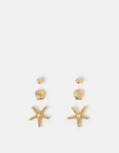 Accessorize 3-Pack Starfish Stud Earrings
