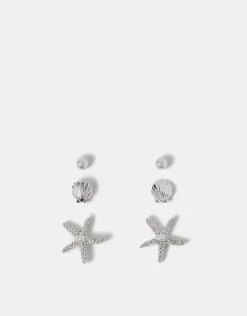 Accessorize 3-Pack Starfish Stud Earrings