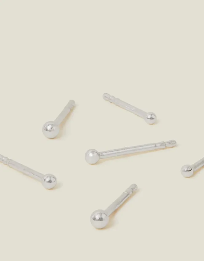 Accessorize 3-Pack Sterling Silver Ball Stud Earrings
