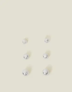 Accessorize 3-Pack Sterling Silver Ball Stud Earrings