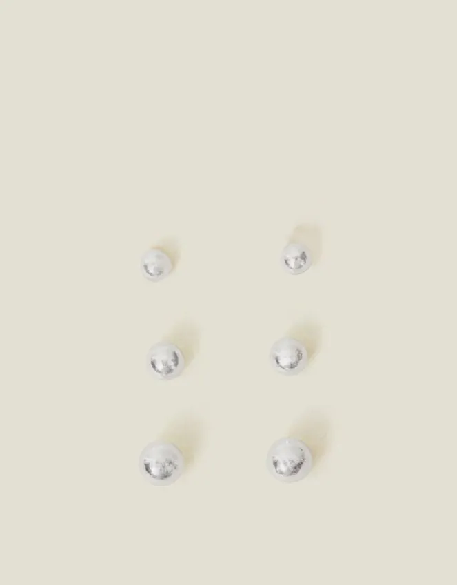 Accessorize 3-Pack Sterling Silver Ball Stud Earrings