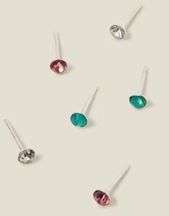 Accessorize 3-Pack Sterling Silver Gem Stud Earrings