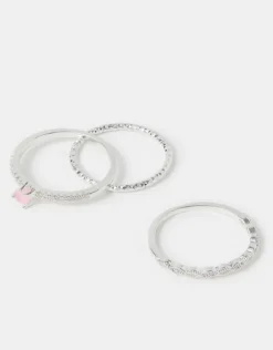 Accessorize 3-Pack Sterling Silver-Plated Sparkle Rings Silver