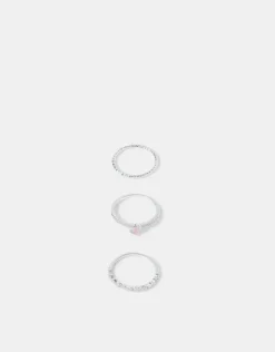 Accessorize 3-Pack Sterling Silver-Plated Sparkle Rings Silver