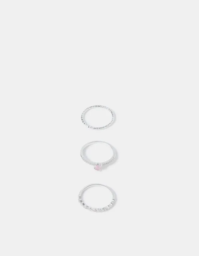 Accessorize 3-Pack Sterling Silver-Plated Sparkle Rings Silver