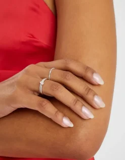 Accessorize 3-Pack Sterling Silver-Plated Sparkle Rings Silver