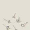 Accessorize 3-Pack Sterling Silver-Plated Crystal Studs