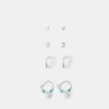 Accessorize 4-Pack Sterling Silver-Plated Celestial Stud & Hoop Earrings