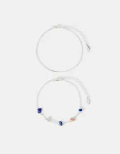Accessorize 2-Pack Stone Chain Anklets
