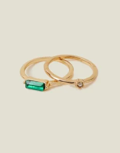 Accessorize 2-Pack Stone Rings Gold