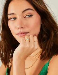 Accessorize 2-Pack Stone Rings Gold