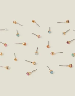 Accessorize 15-Pack Stone Stud Earrings Multi