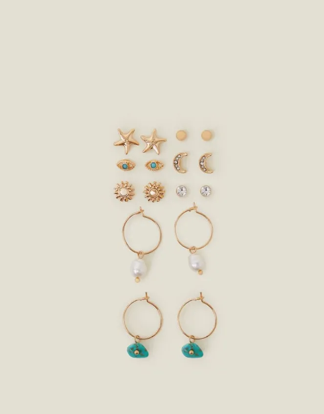 Accessorize 8-Pack Summer Stud and Hoop Earrings