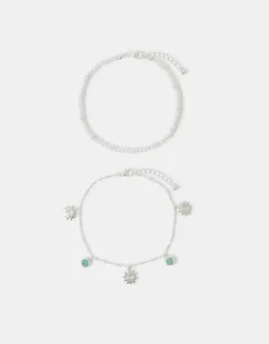 Accessorize 2-Pack Sunshine & Pearl Anklets