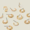 Accessorize 6-Pack Textured Hoops
