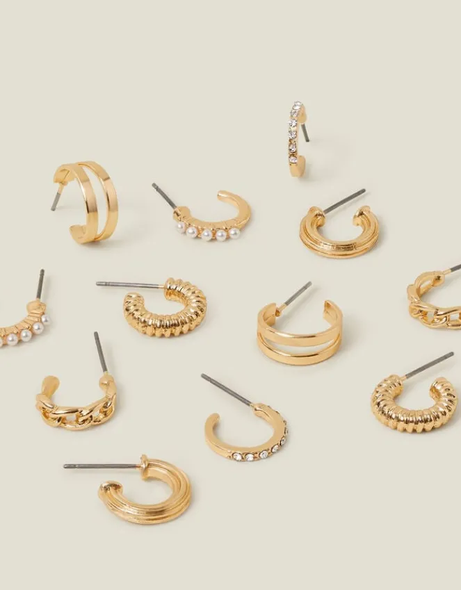 Accessorize 6-Pack Textured Hoops