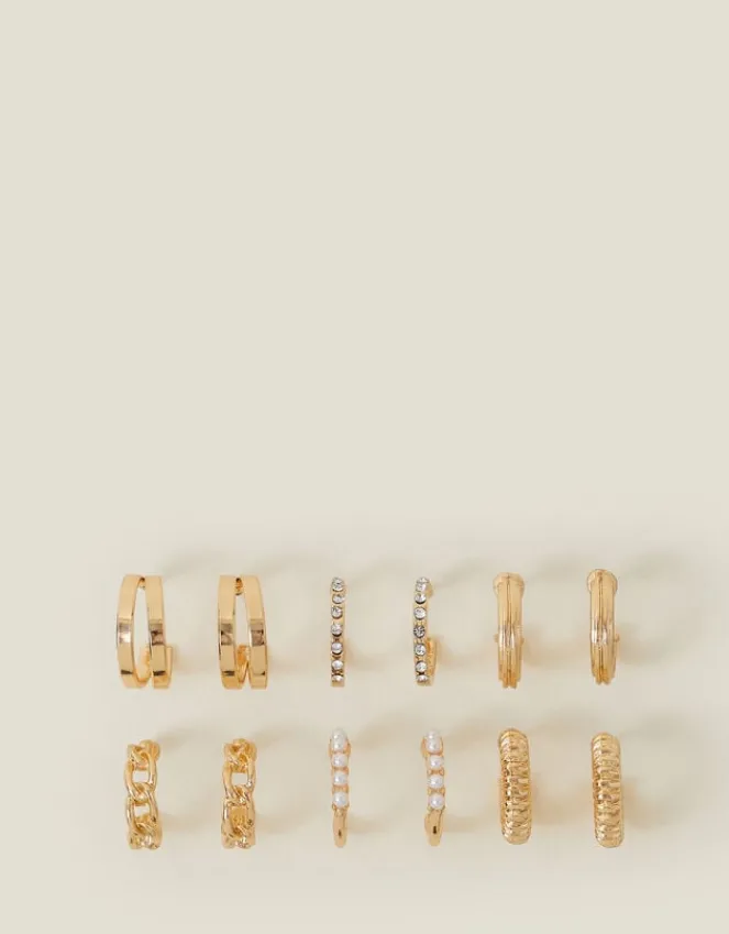 Accessorize 6-Pack Textured Hoops
