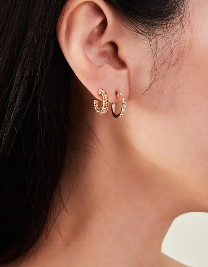 Accessorize 6-Pack Textured Hoops