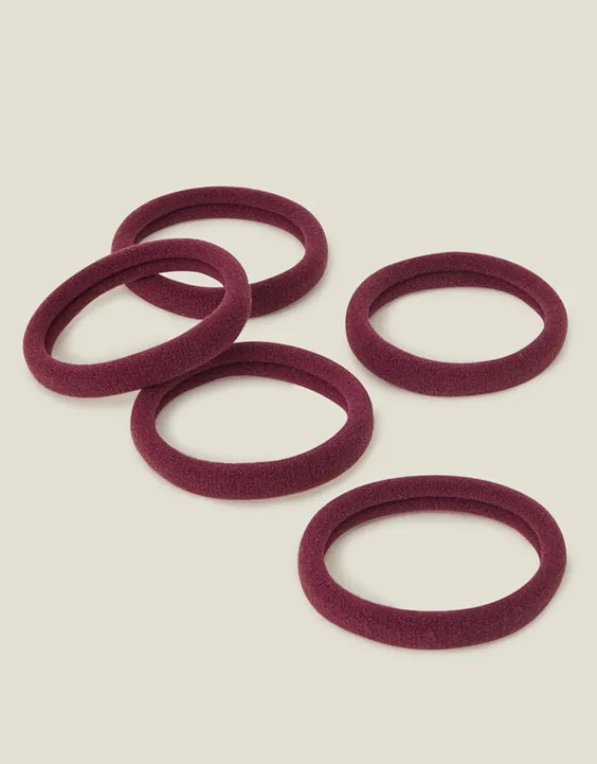Accessorize 5-Pack Towelling Hair Bands Red