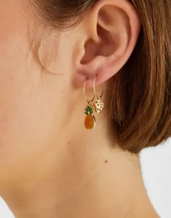 Accessorize 3-Pack Tropical Charm Hoop Earrings