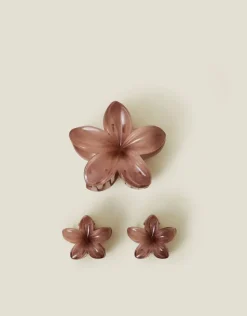 Accessorize 3-Pack Tropical Flower Claw Clips