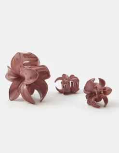 Accessorize 3-Pack Tropical Flower Claw Clips