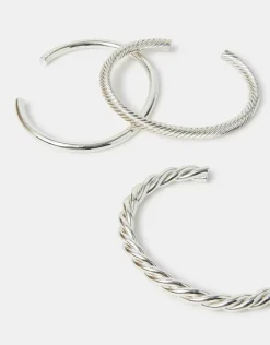 Accessorize 3-Pack Twisted Bangles Silver