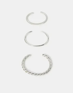 Accessorize 3-Pack Twisted Bangles Silver