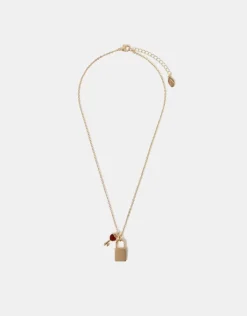 Accessorize Padlock & Key Pendant Necklace