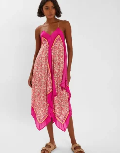 Accessorize Paisley Print Hanky Hem Maxi Dress Pink