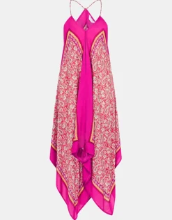 Accessorize Paisley Print Hanky Hem Maxi Dress Pink