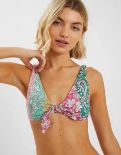 Accessorize Paisley Print Tie Bikini Top Multi
