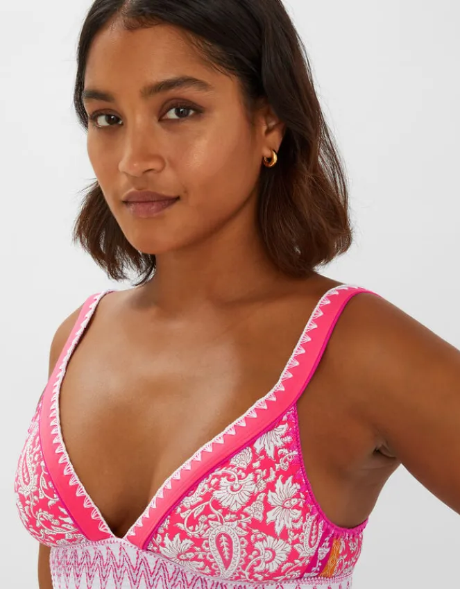 Accessorize Paisley Shirred Band Bikini Top Orange