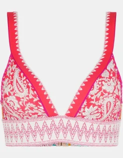 Accessorize Paisley Shirred Band Bikini Top Orange