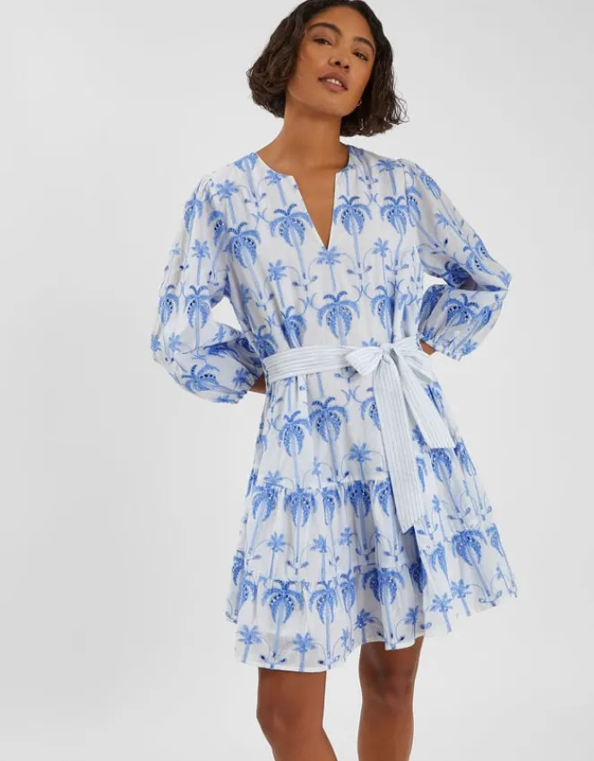 Accessorize Palm Broderie Mini Dress White