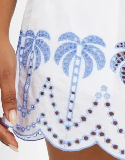Accessorize Palm Embroidered Drawstring Shorts White